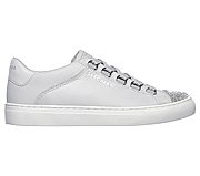 skechers street leather glitter toe cap lace up trainer