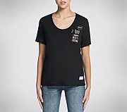 Buy SKECHERS BOBS Meow Relaxed Pocket Tee Shirt Apparel Shoes