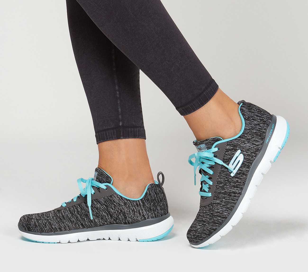 skechers grey flex appeal 3.0 trainers