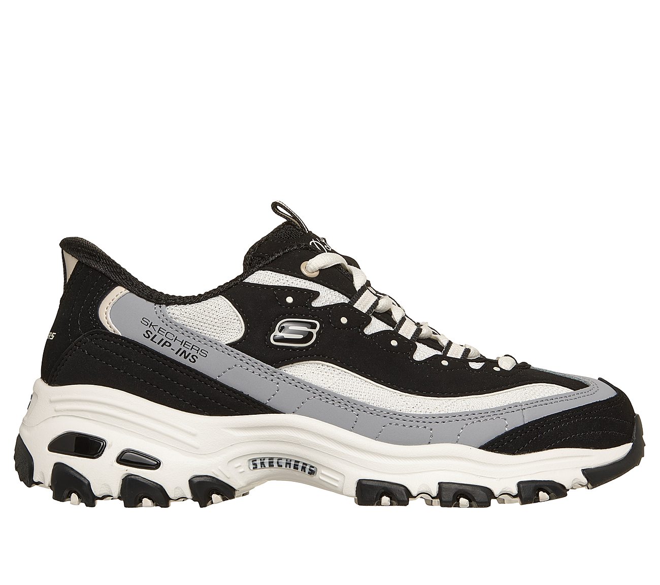 Skechers Slip-ins: D'Lites - Smooth Nostalgia — BLACK