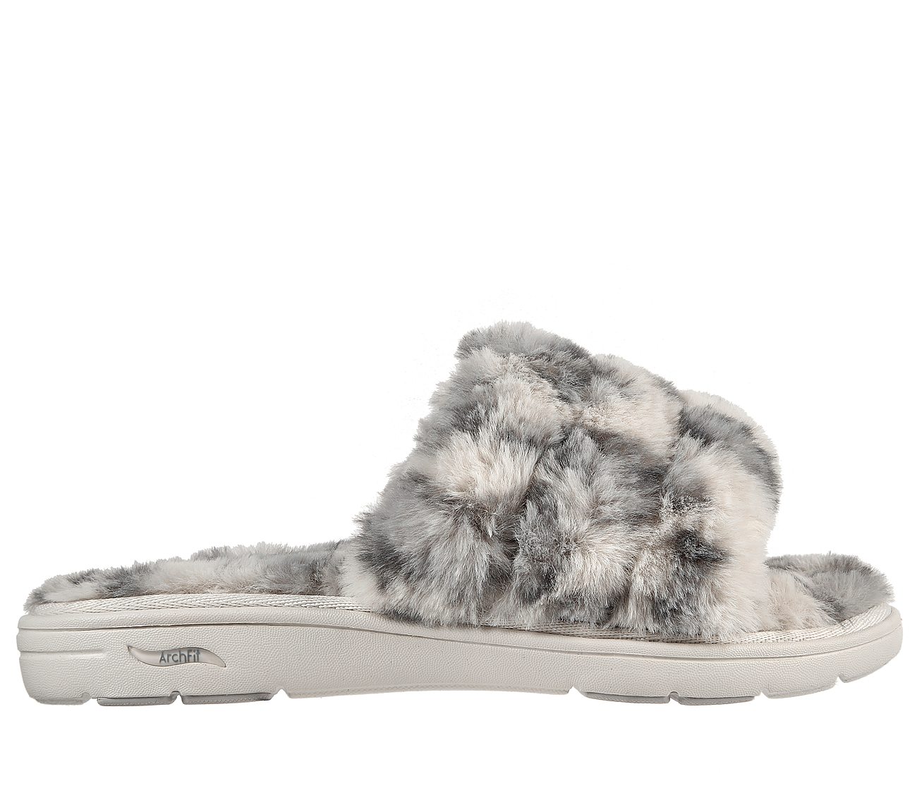 GO Lounge: Arch Fit Lounge -Furreal Slipper — WHITE