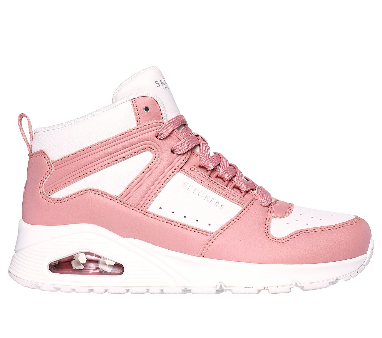 Skechers white outlet and pink