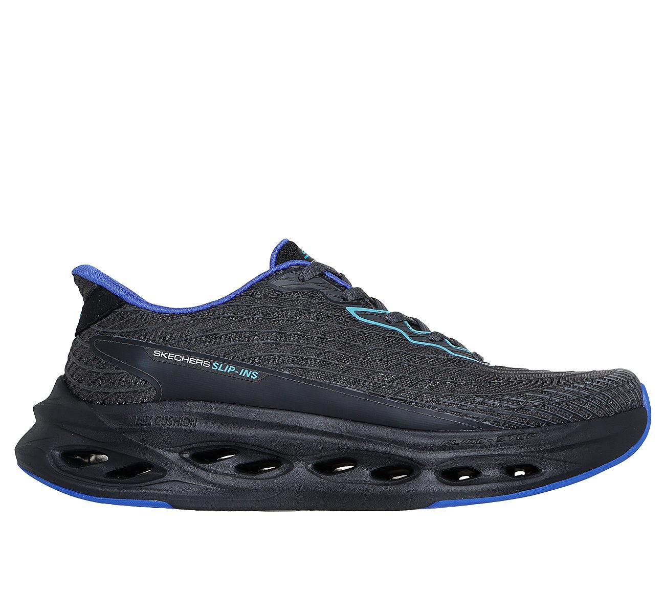 Skechers Slip-ins: Max Cushioning Glide-Step - Sapphire — BLACK / BLUE