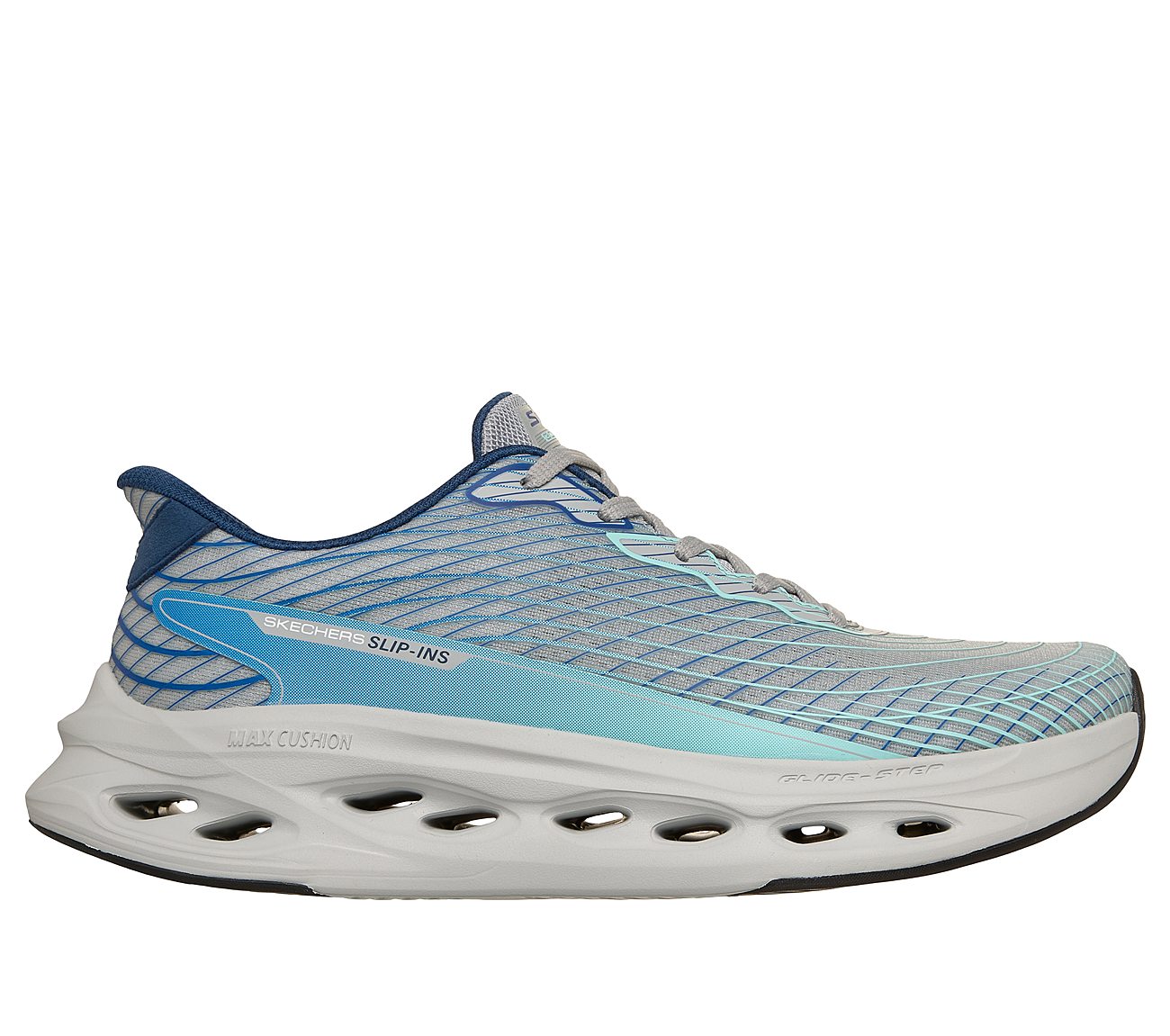 Skechers Slip-ins: Max Cushioning Glide-Step - Sapphire — GRAY / BLUE