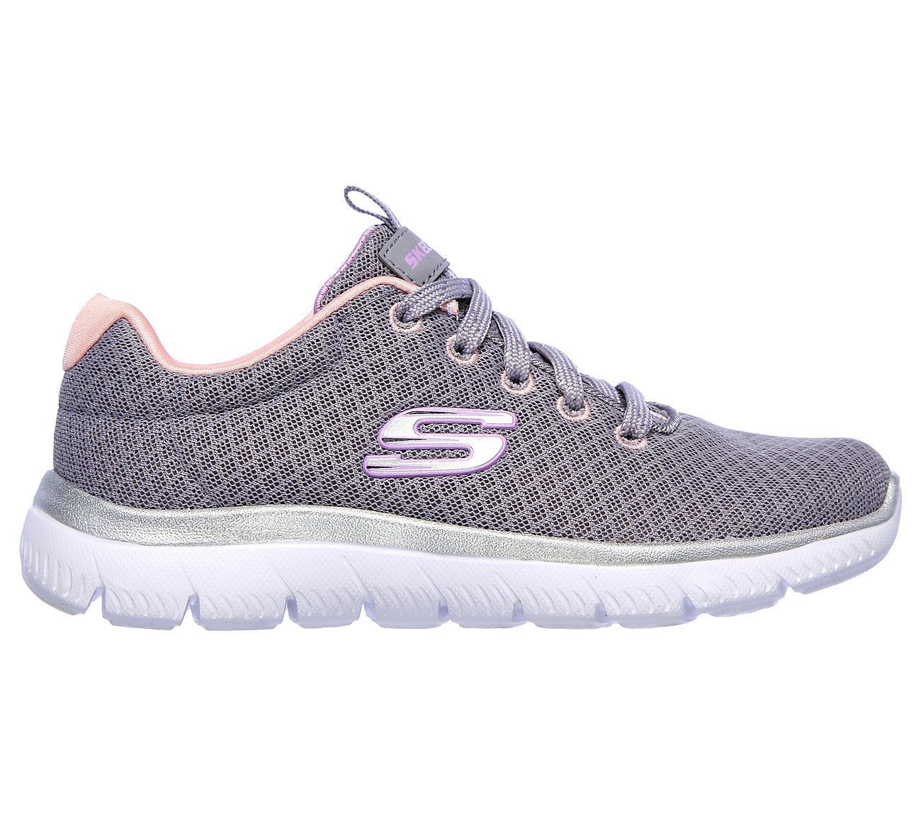 skechers summits grey pink
