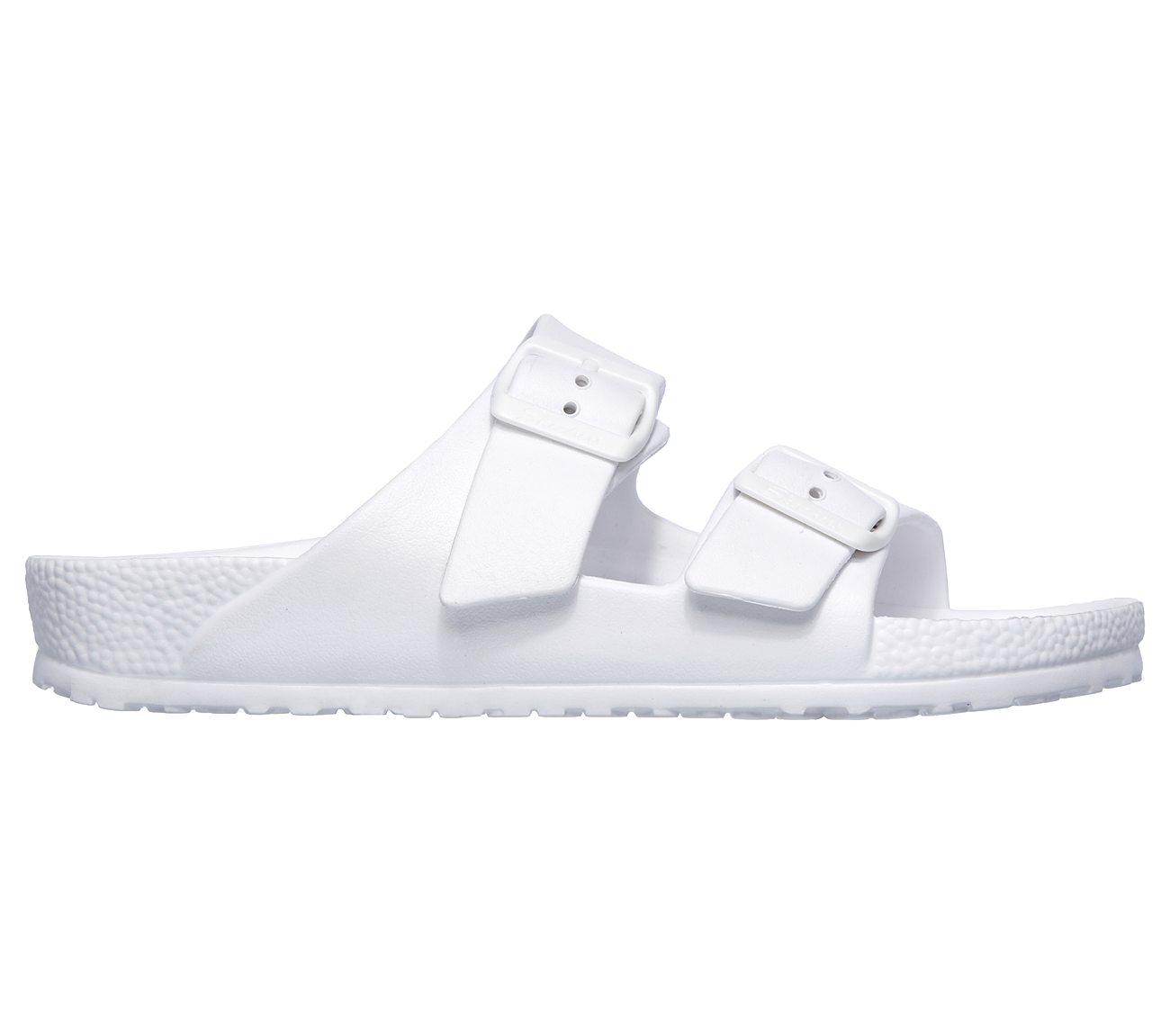 two band slide sandals white