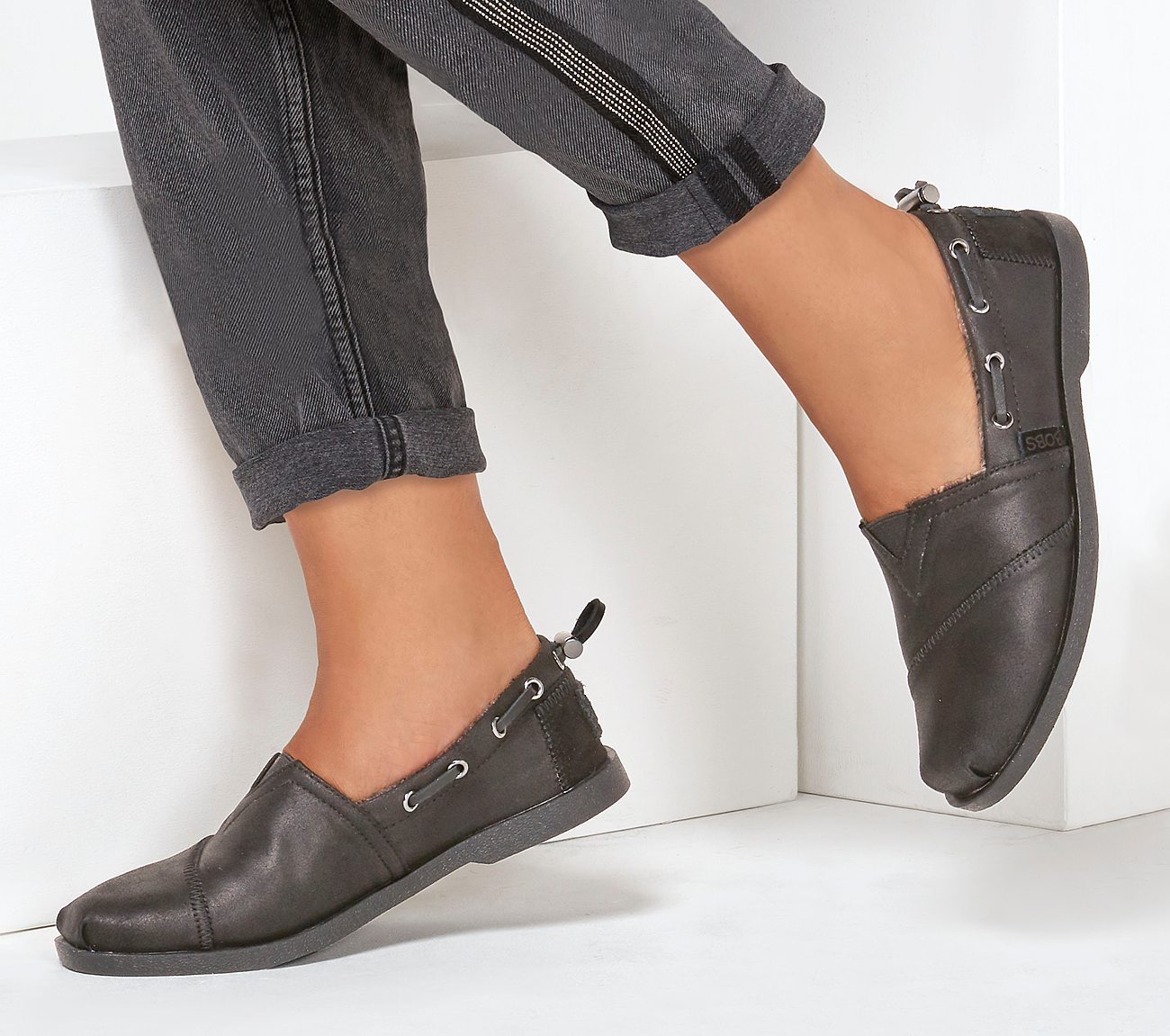 black leather bobs shoes