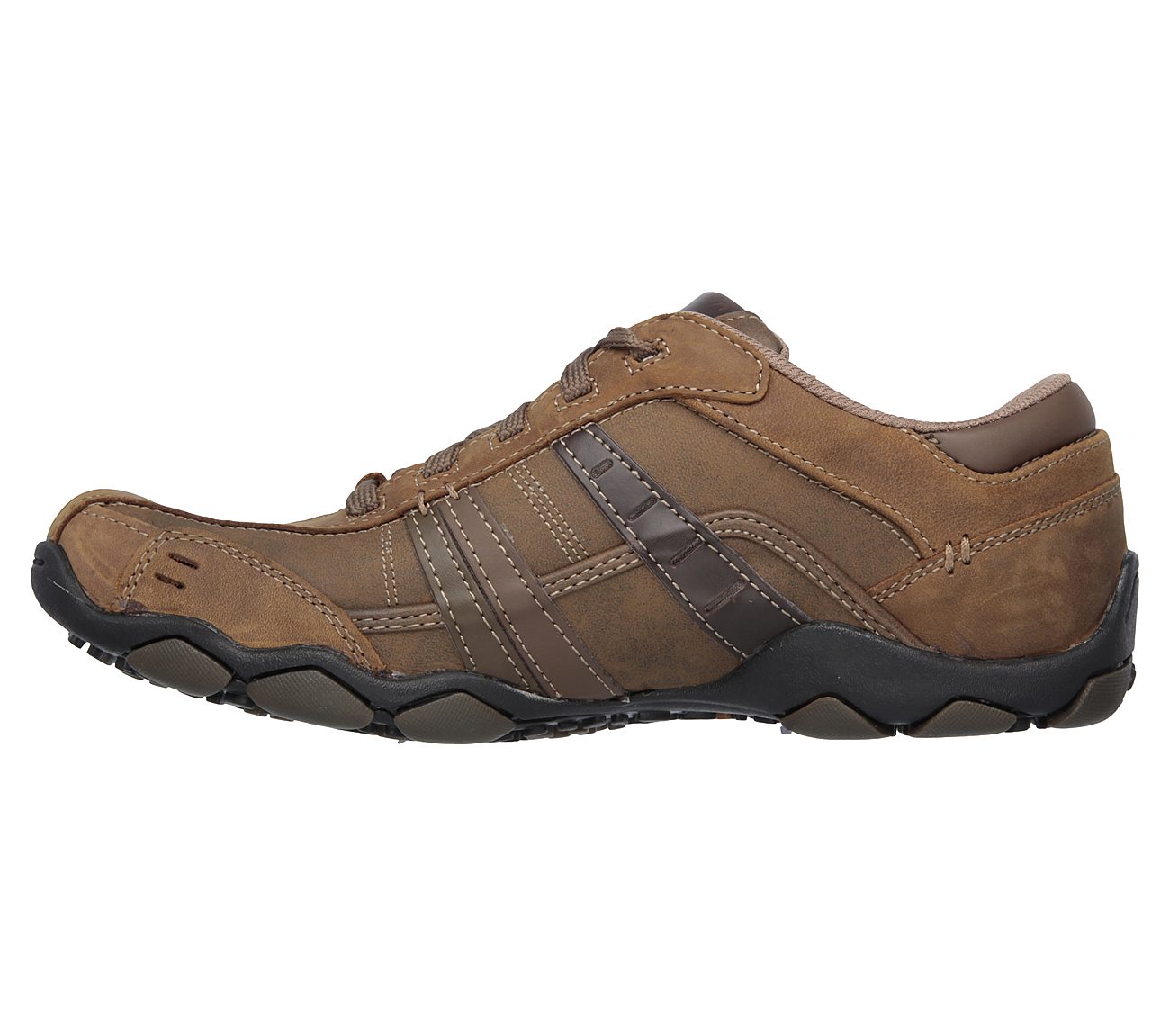 skechers men's vassell casual shoe- black/brown