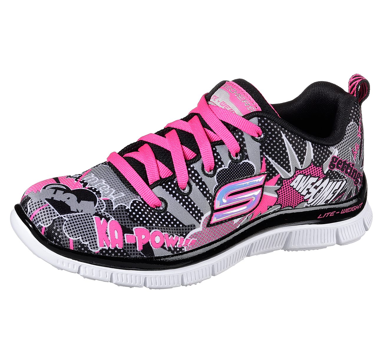 black and pink skechers
