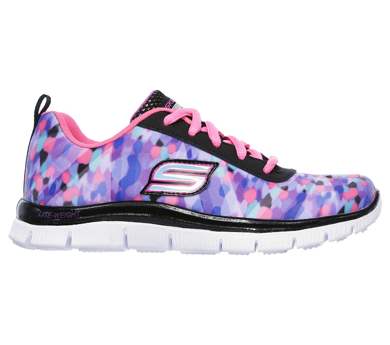 black skechers with rainbow laces